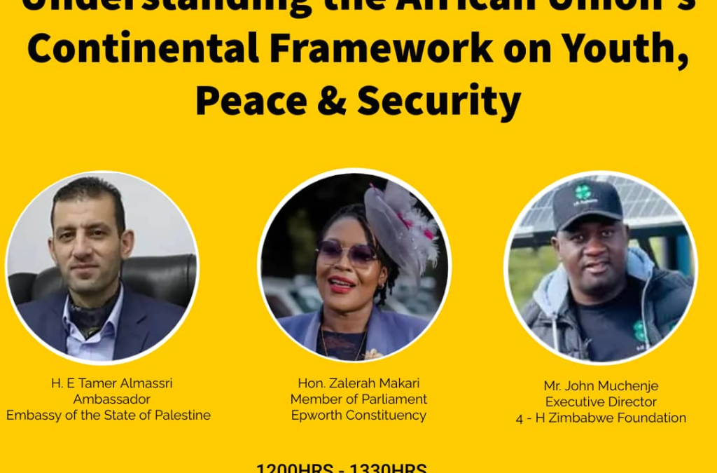 4-H Zimbabwe Executive Director John Muchenje presenting at the African Union`s continental Framework on Youth, Peace and Security.